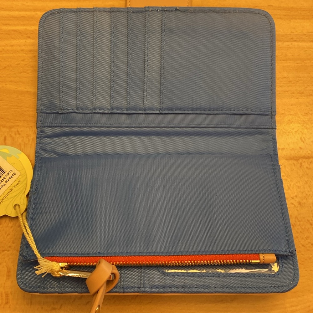 Spartina 449 Blue and Tan Women's Wallet, linen and leather, NWT - Picture 7 of 7